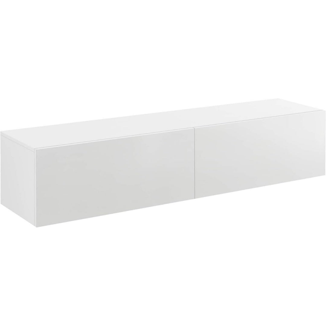 Meuble de salon design moderne gris clair 2 etageres, bois ingenierie durable