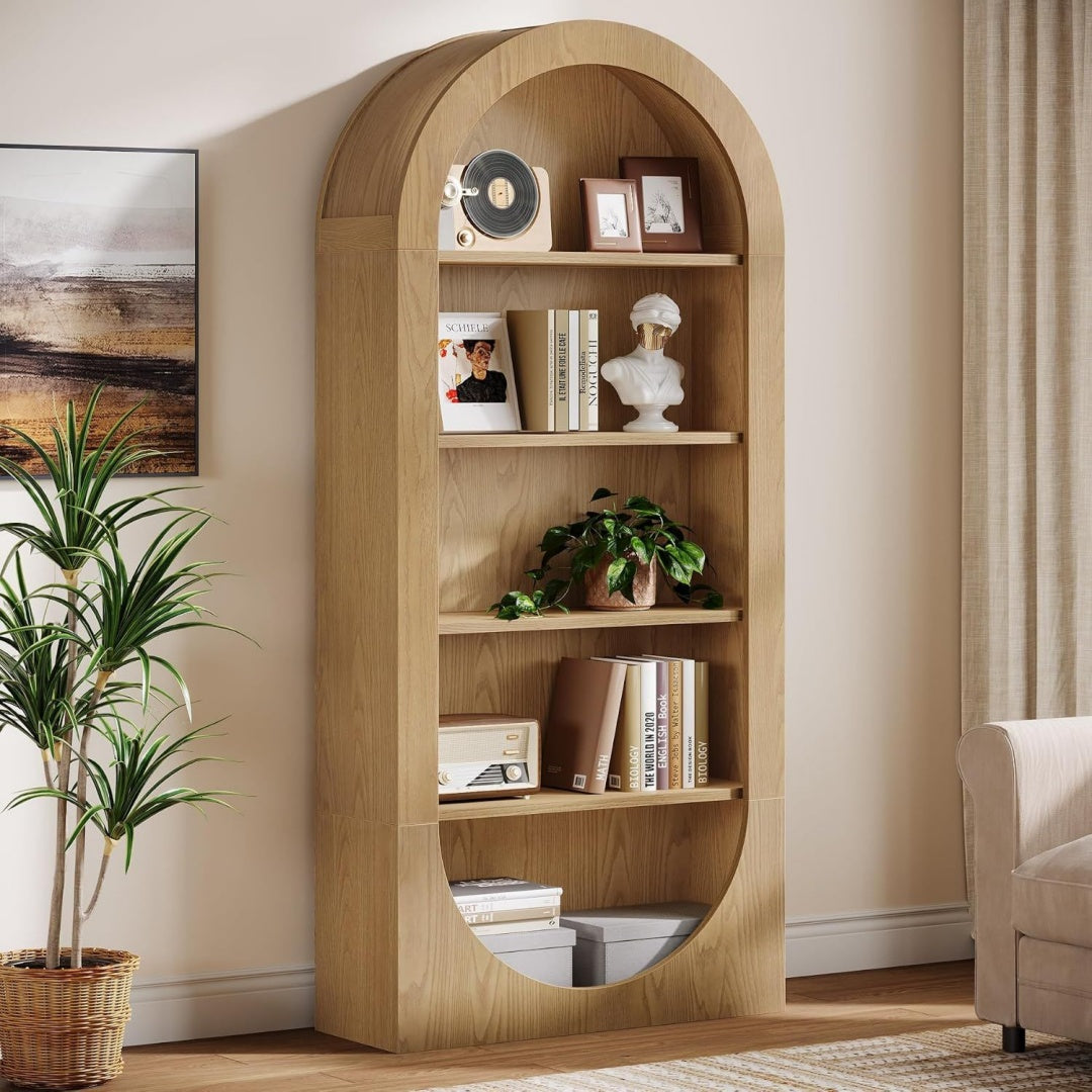 Bibliotheque etagere style contemporain marron 5 etageres, bois ingenierie durable