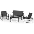 Salon de jardin avec plateau en verre trempe gris