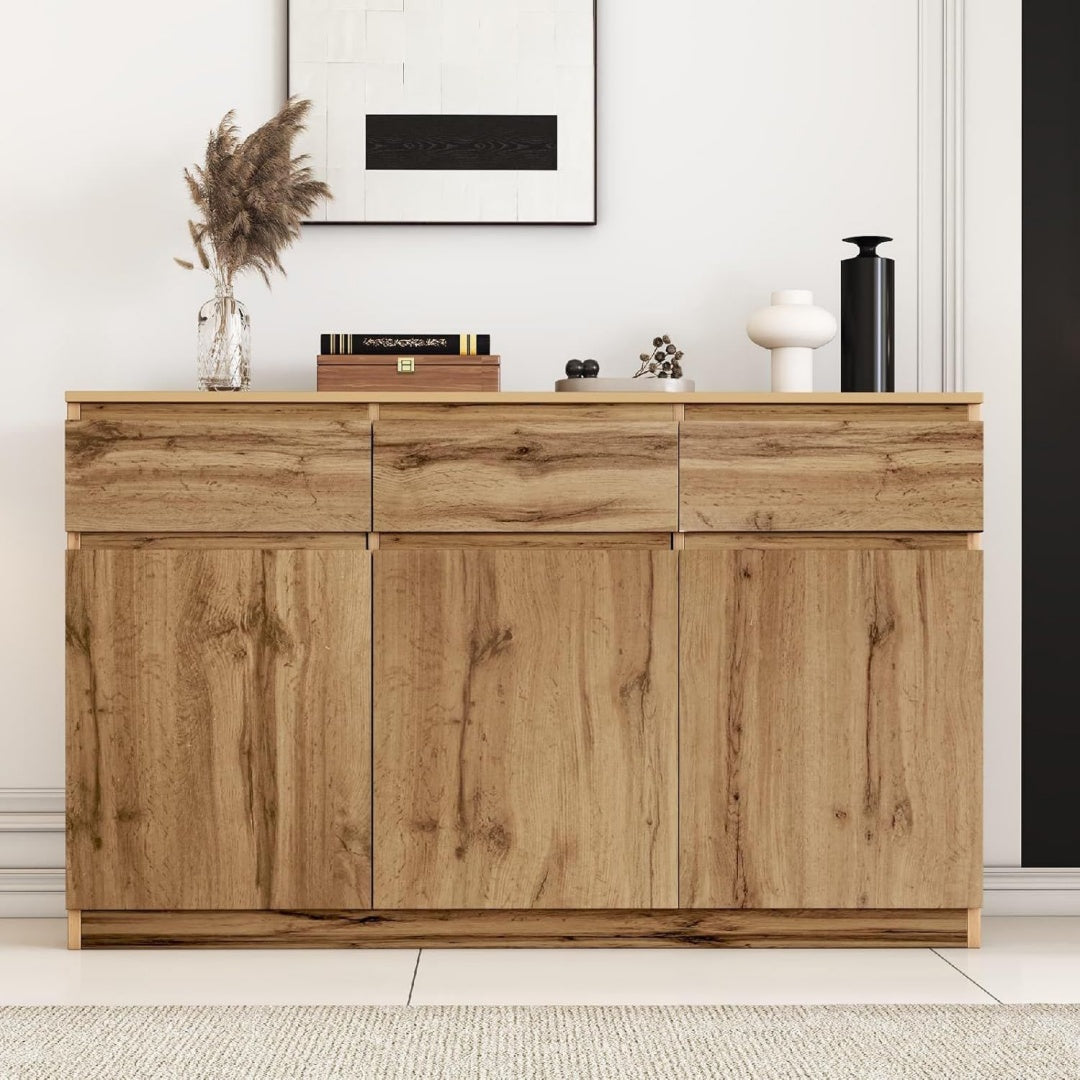 Rembourre en tissu meuble de rangement marron avec eclairage LED