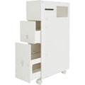 Meuble colonne gris clair, bois, style contemporain
