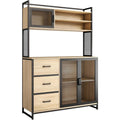 Caisson marron pour bureau, a 3 portes 3 tiroirs style contemporain