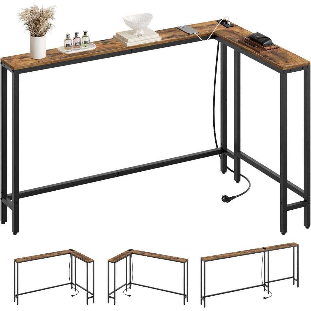 Console etroite gris 180 cm, de rangement genereux