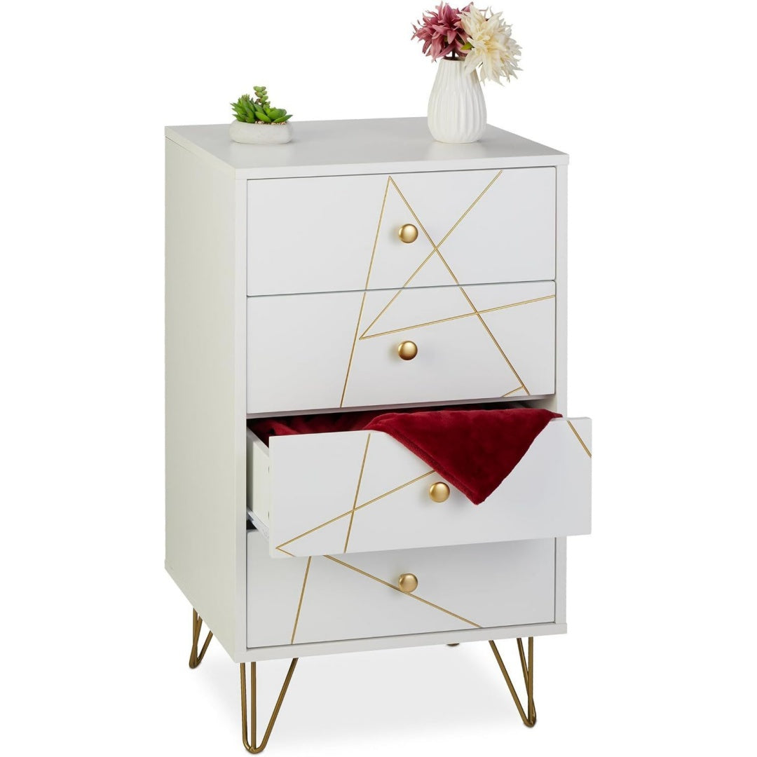 Commode finition bois gris clair, en MDF