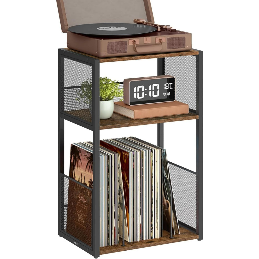 Table de bout de canape gris, style industriel