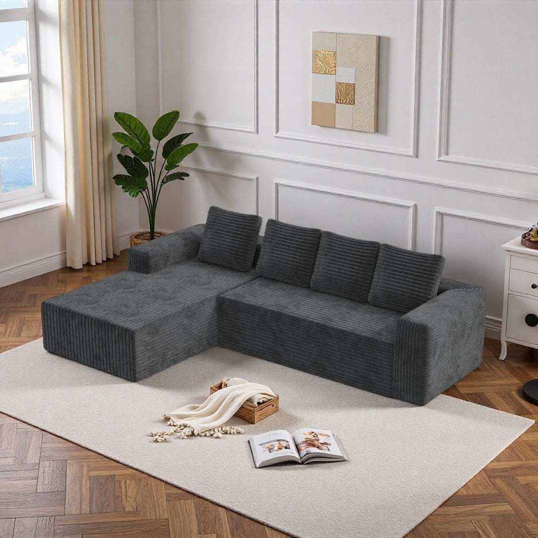 Polyvalent canape gris 261 x 168 x 58 cm