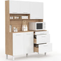 Vaisselier gris clair 140 x 40 x 177, avec portes vitrees