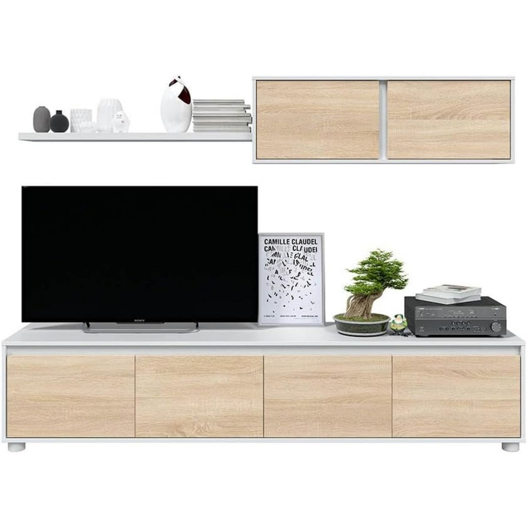 Ensemble de meubles gris clair 200 cm a 4 portes bois ingenierie
