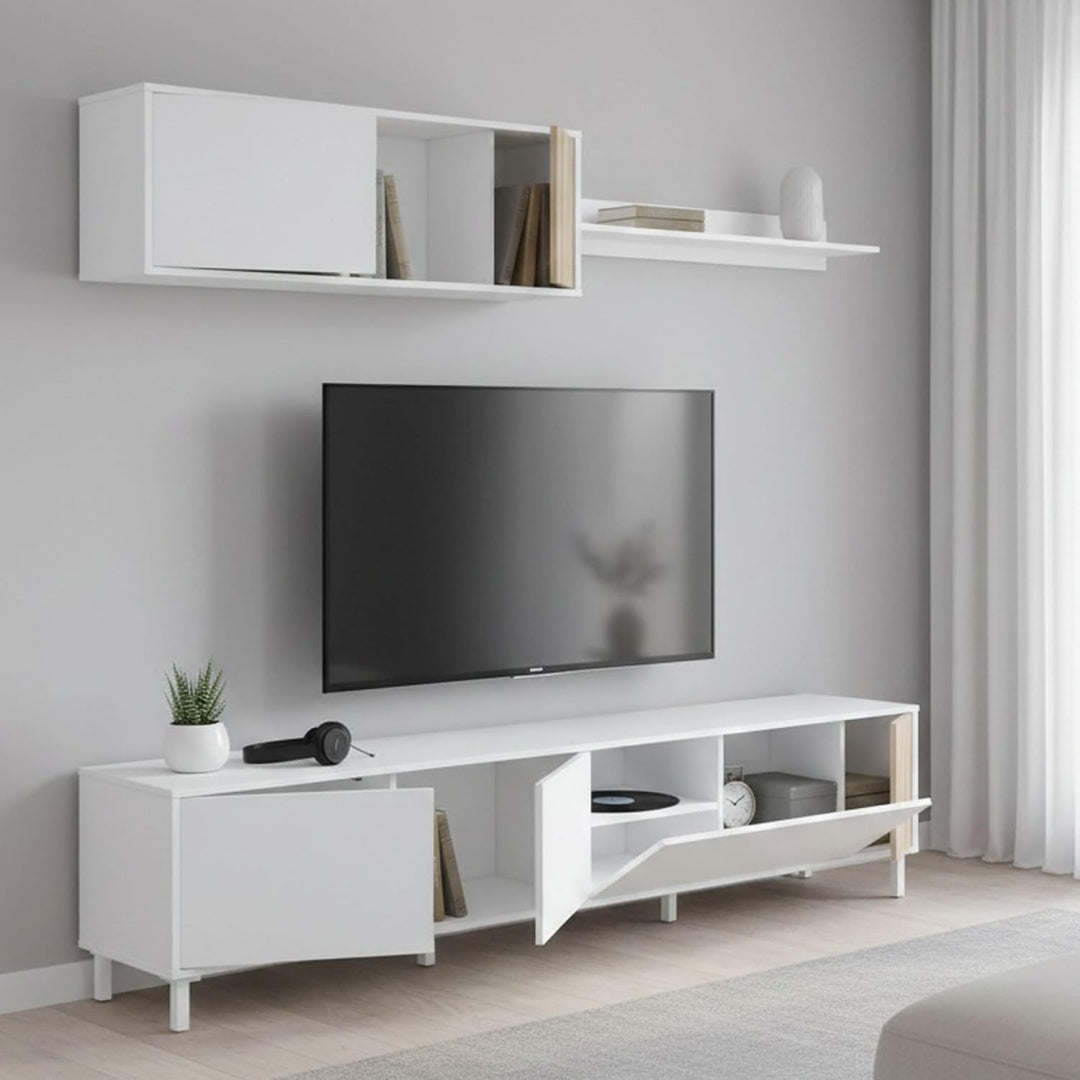 Gris meuble TV finition chene 50 x 27 x 186 cm