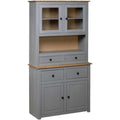 Enfilade gris, 94, 7 x 43, 6 x 13, 9 cm bois esprit rustique