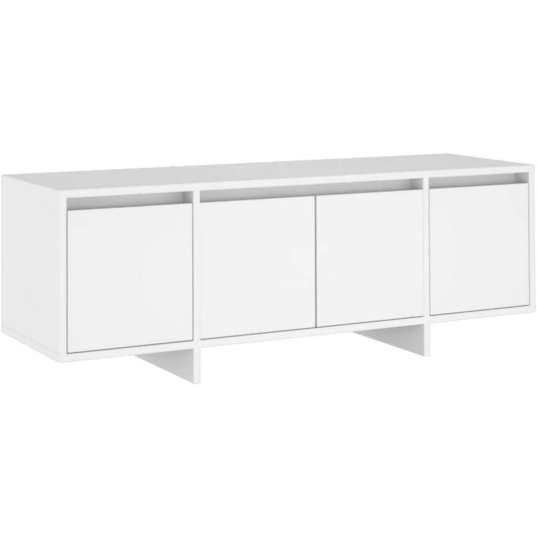 Rangement integre, banc TV gris clair en bois 4 portes