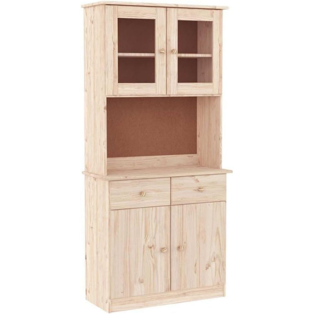Vaisselier beige, bois esprit rustique 77 x 35 x 165 cm