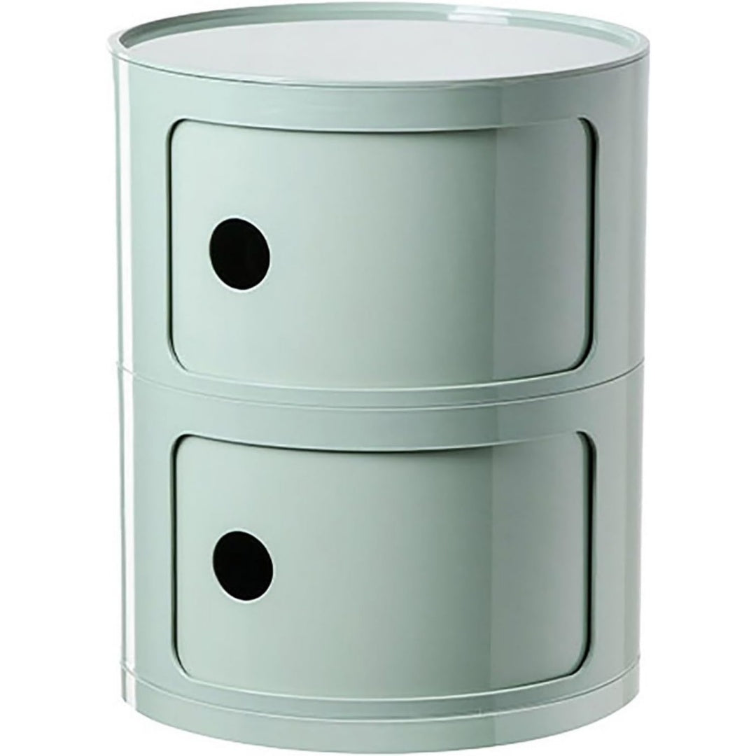 Commode contemporaine structure metallique 2 tiroirs gris clair