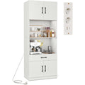 Buffet gris clair 4 portes, 1 tiroir et 2 etageres pour salon
