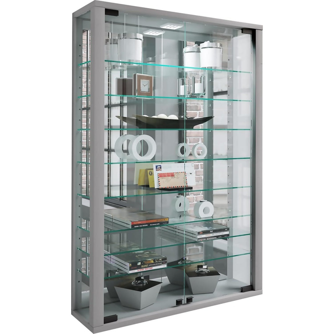 Vitrine gris robuste 18 x 59 x 91 cm