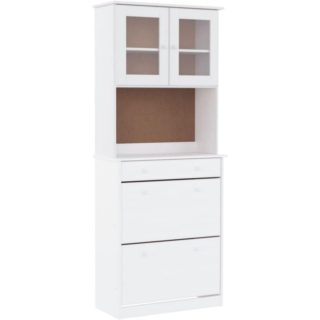 Buffet gris clair, avec portes vitrees ideal pour salon