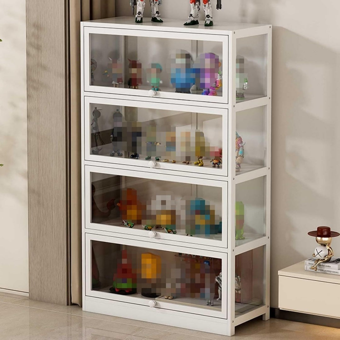 Vitrine en verre et acrylique avec un format pliable et gain de place