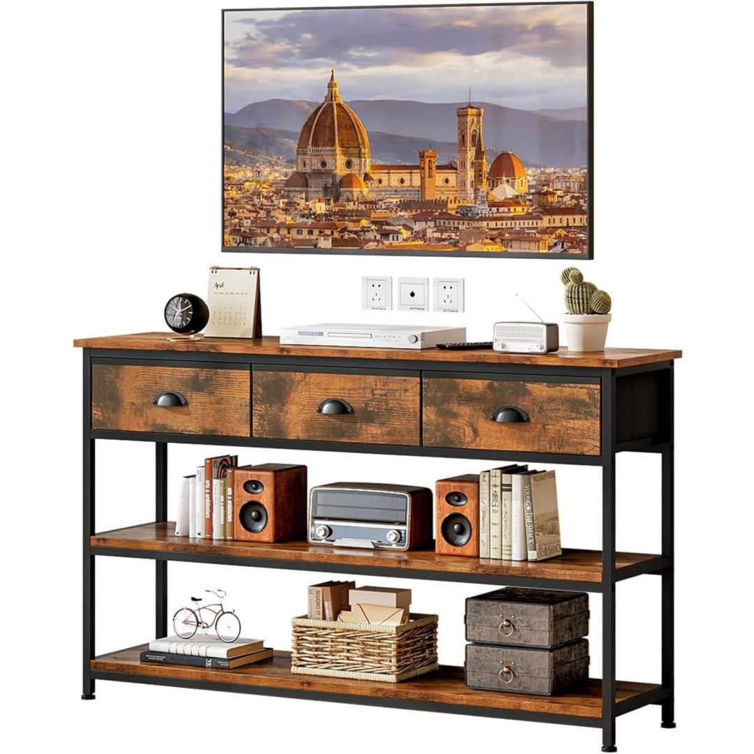 Table console en metal et tissu pour la salle a manger