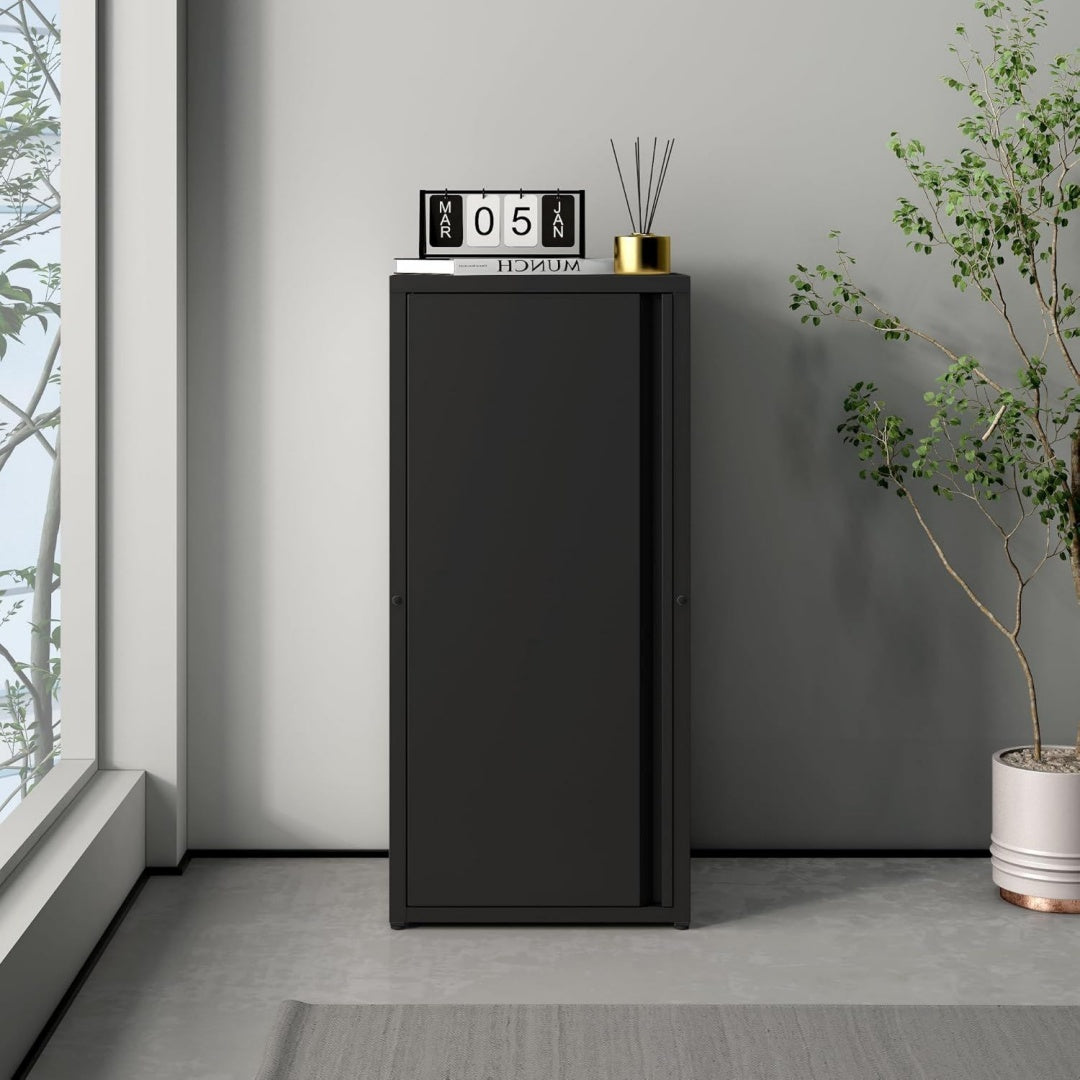 Gris fonce placard en metal, 1 porte et 2 etageres