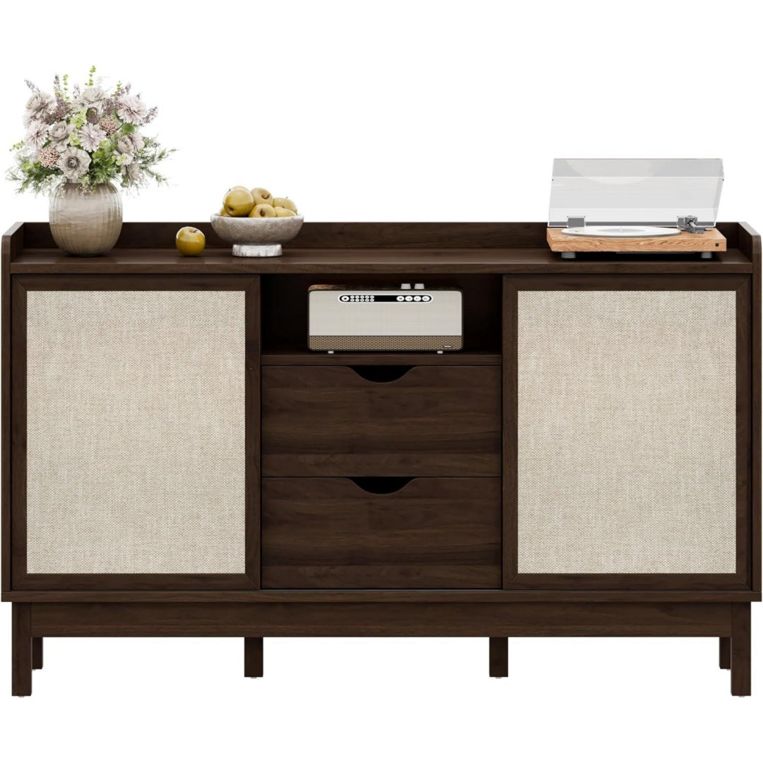 Buffet or, etageres reglables, polyvalent et elegant