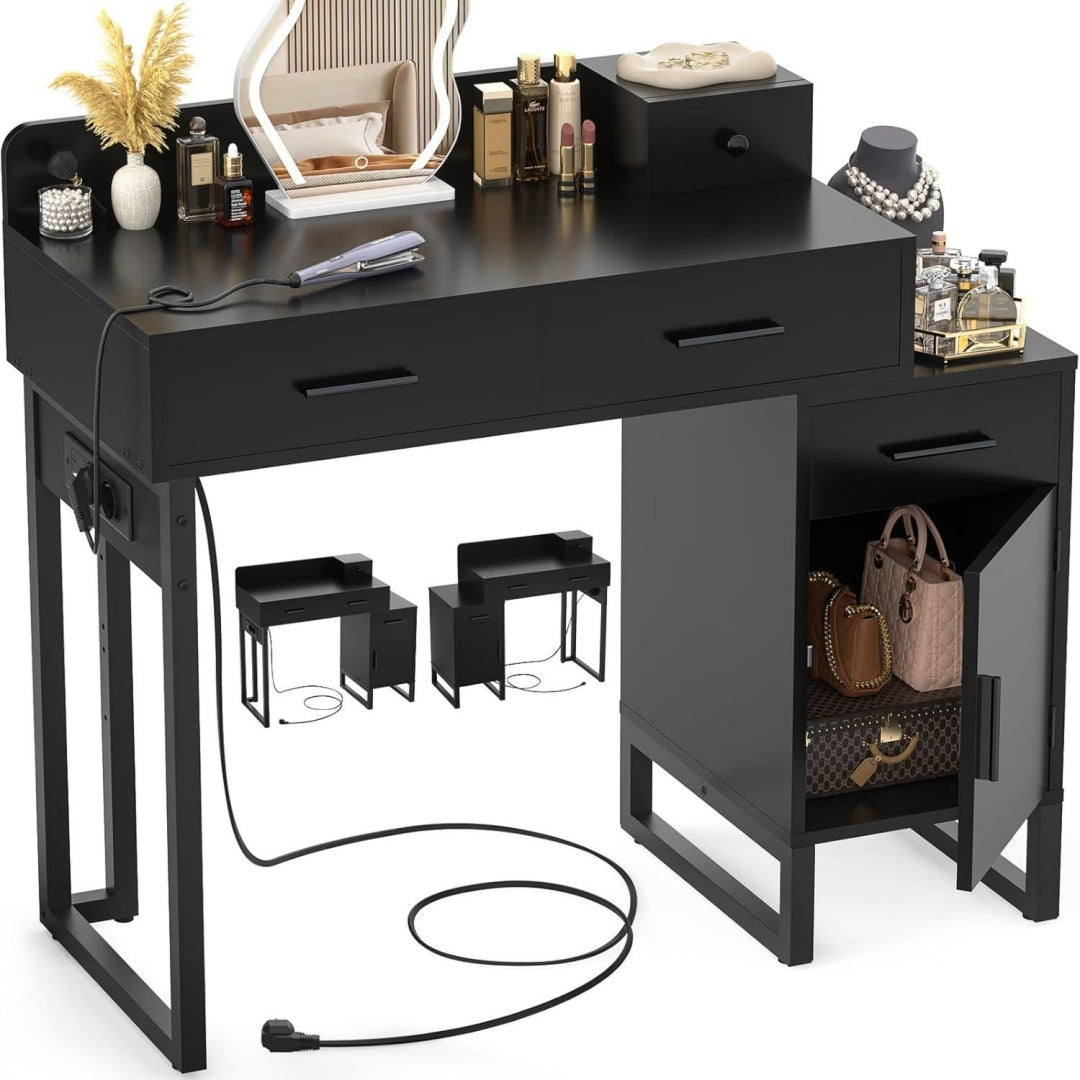 Coiffeuse de rangement gris fonce