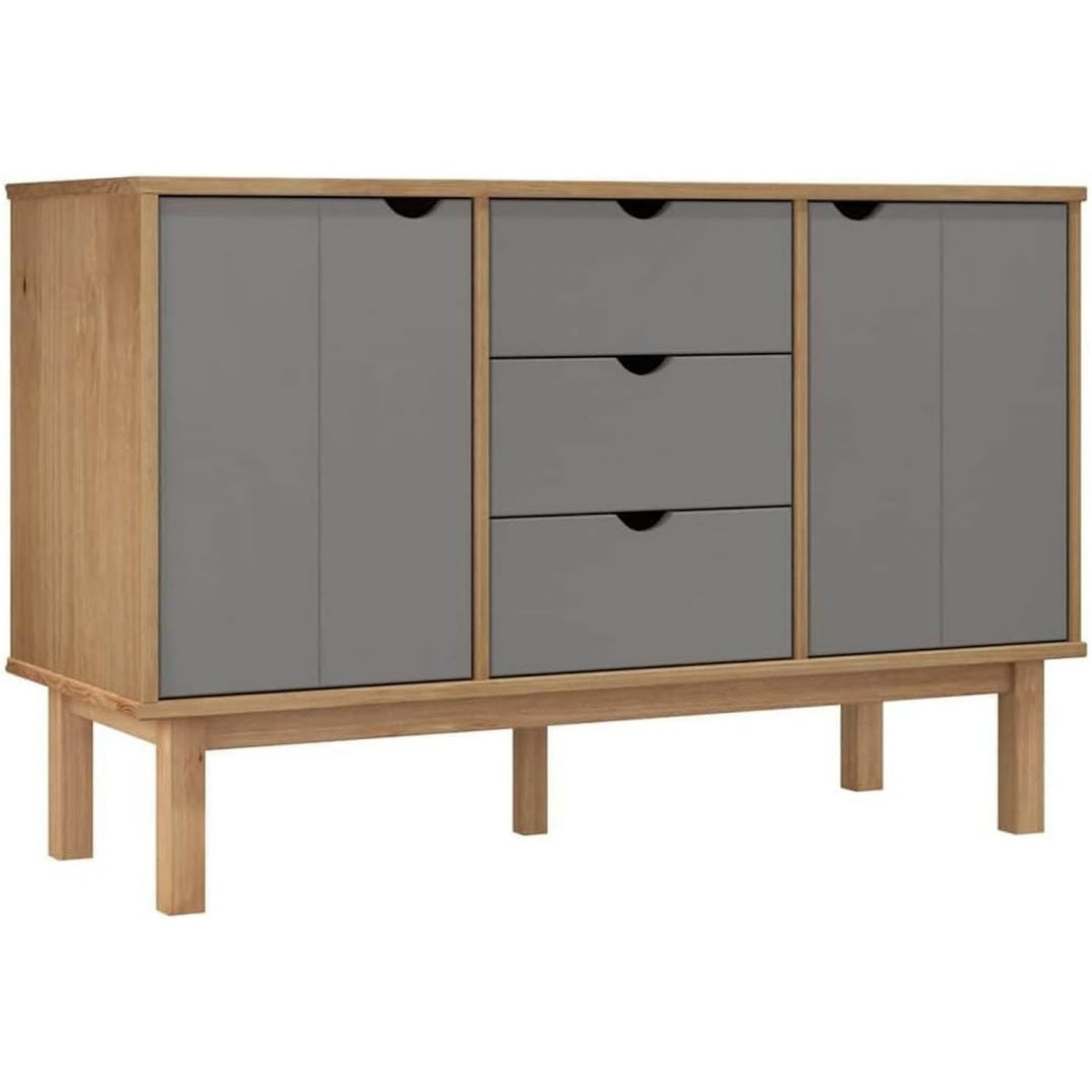 Enfilade marron bois ingenierie 114 cm, rangement style scandinave
