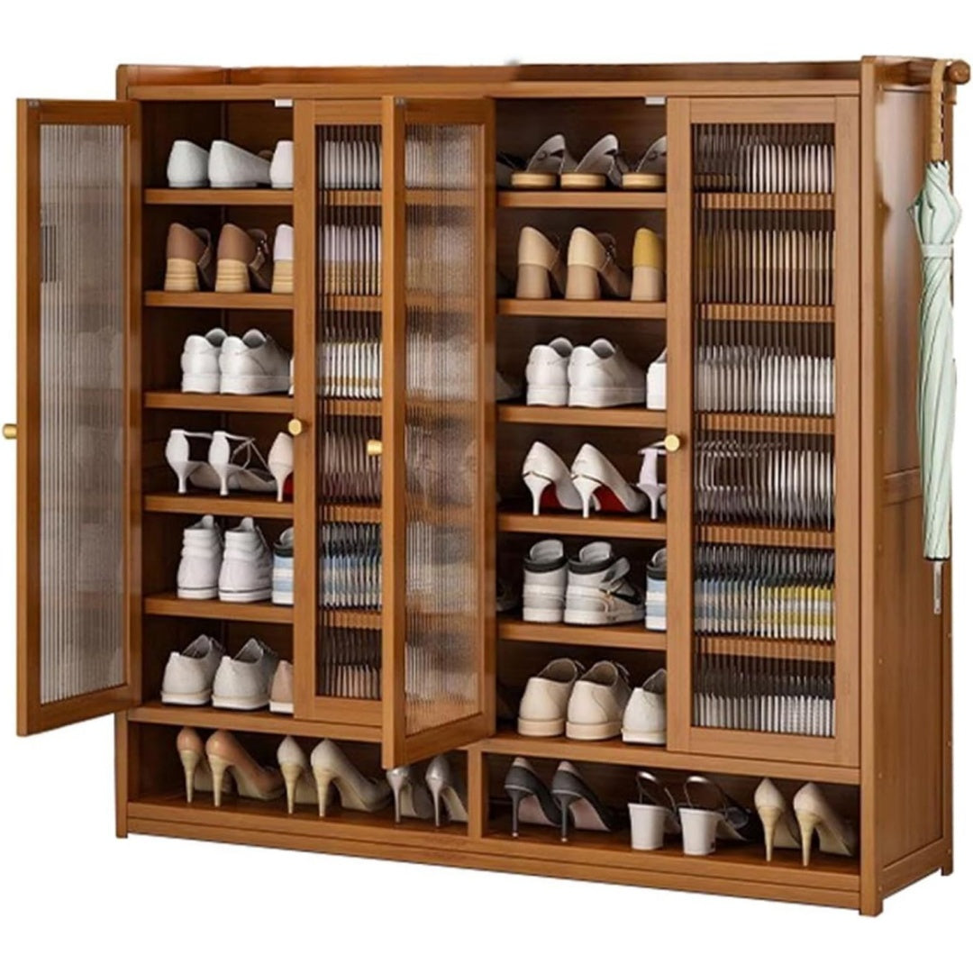 Configuration sur mesure, armoire a chaussures marron en panneau de particules modulable