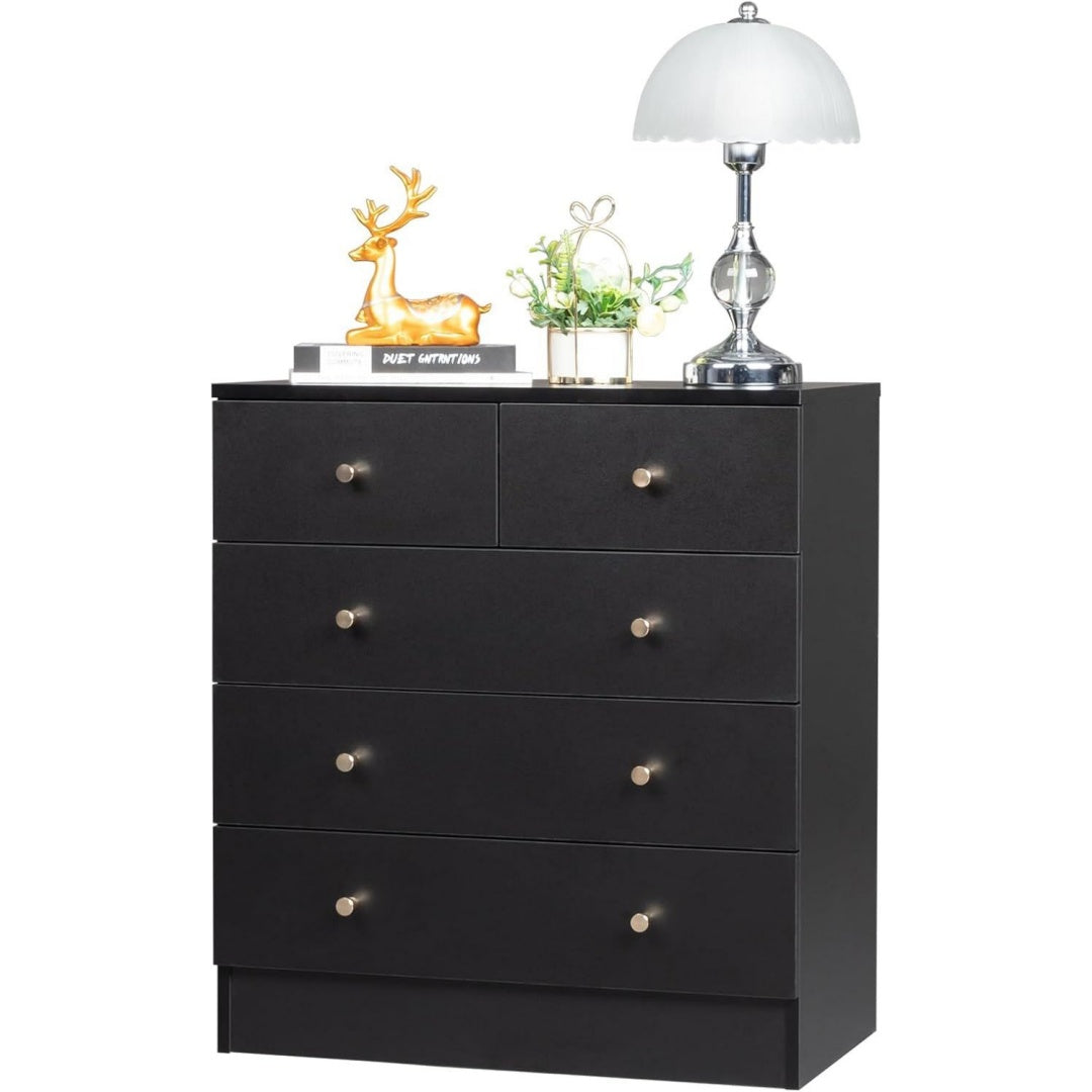 Commode gris fonce 5 tiroirs moderne