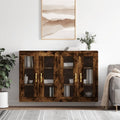 Grand buffet avec des portes vitrees et une fixation murale invisible