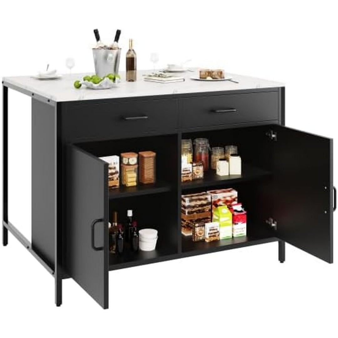 Meuble de rangement large 90 cm de haut en bois noir
