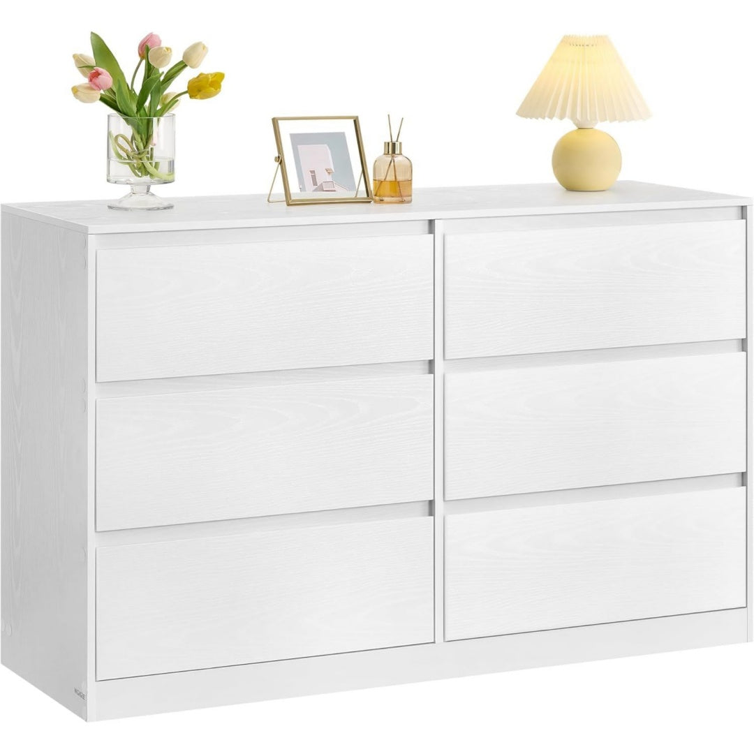 Gris clair commode esprit rustique avec 6 tiroirs