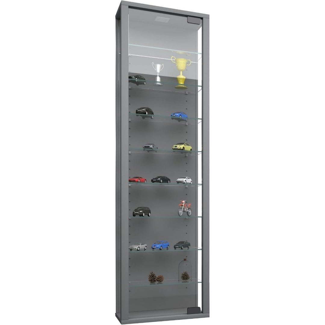 Vitrine gris, rangement pratique, design moderne