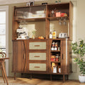 Buffet marron, rotin, 140 x 40.5 x 174.5 cm, rangement intelligent