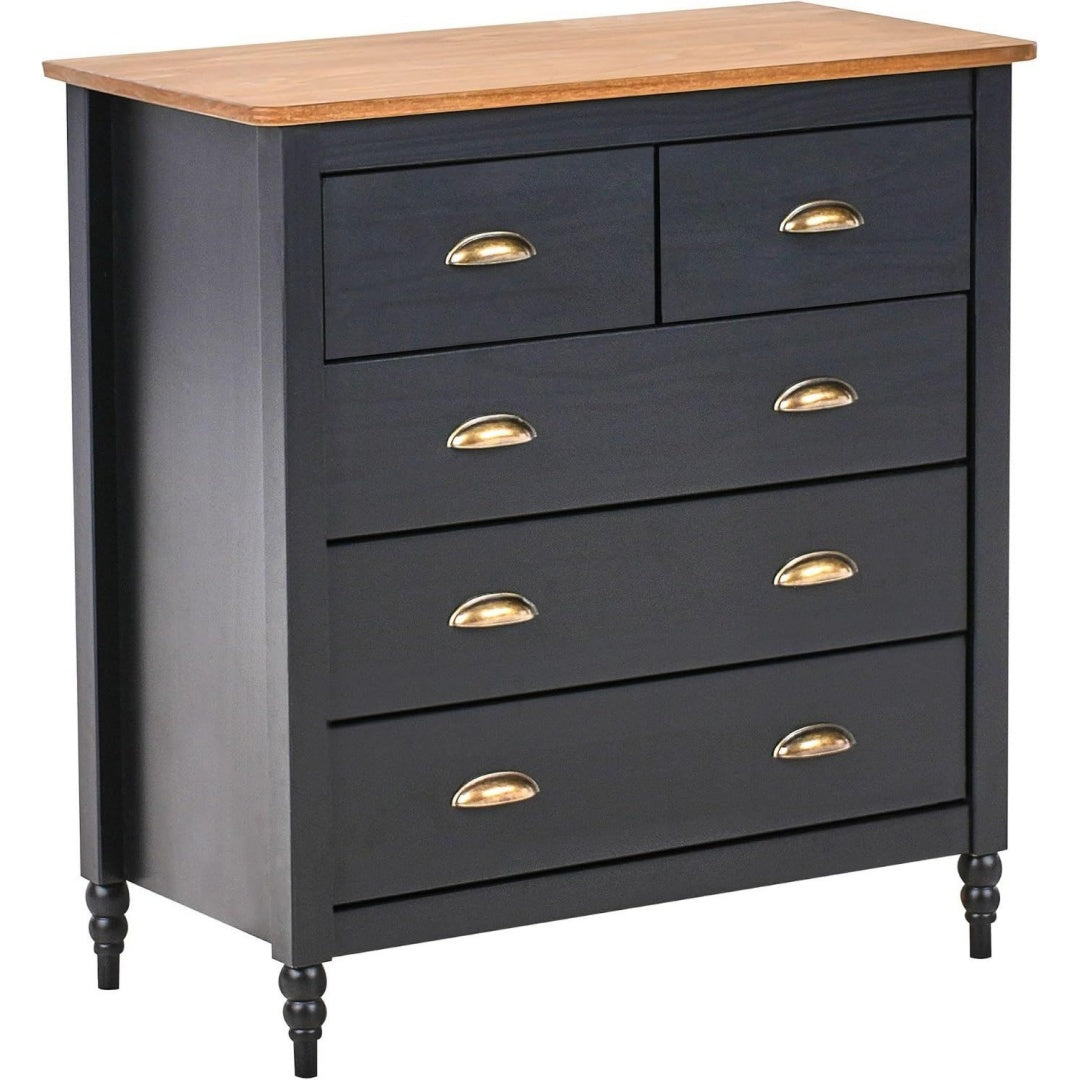 Coffre a tiroirs gris fonce scandinave
